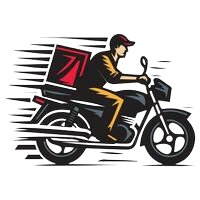 Delivery Man On Motorcycle With Package Vector Removebg Preview